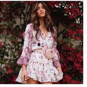 Misa Sia Floral Ruffle Blouse XS